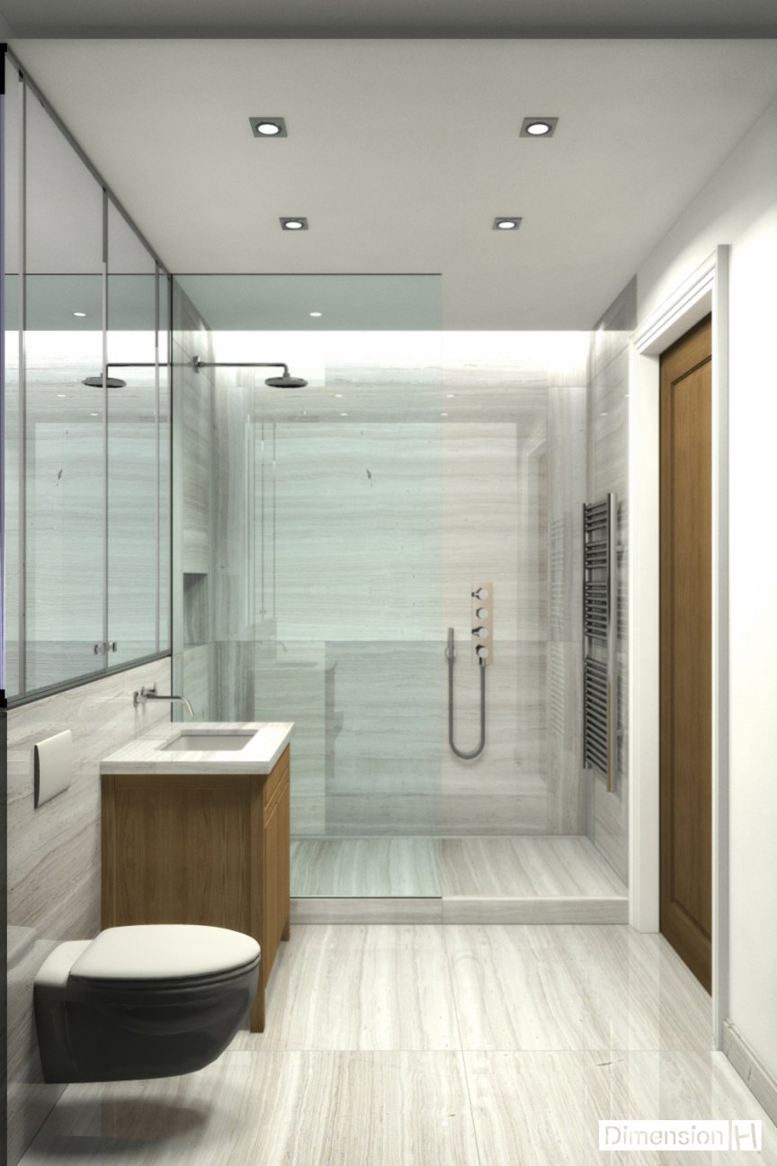 Whitewood marble bathroom Floor, walls and vanity